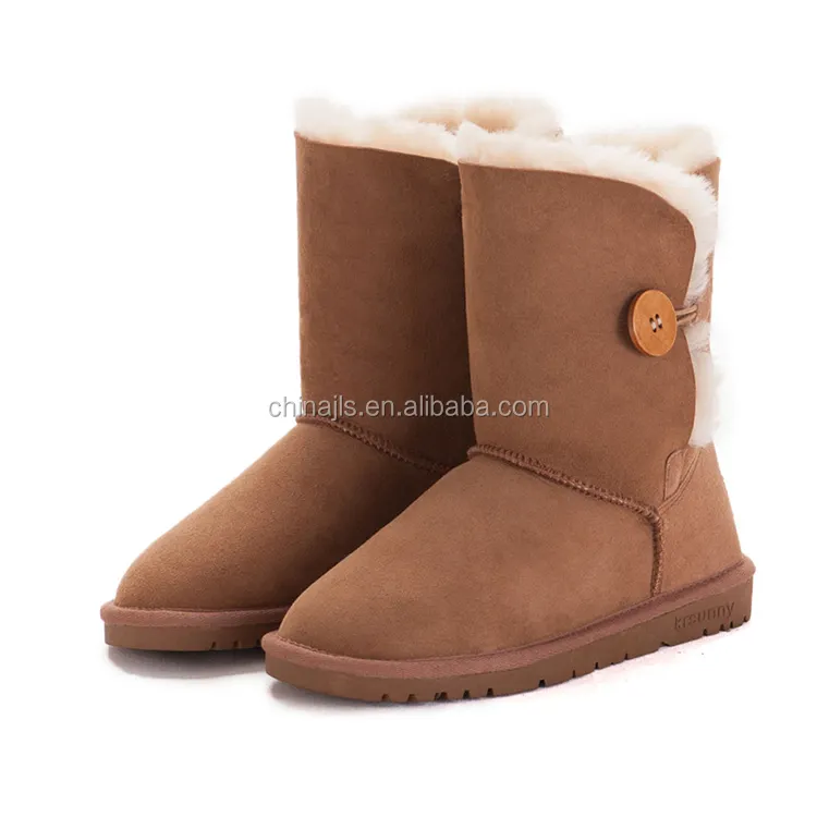 Bottes de neige en peau de mouton à design classique pour femme, prix de gros