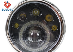אופנוע 7 "LED פנס 12V גבוה נמוך Beam ריצה אור עבור ופר Bobber