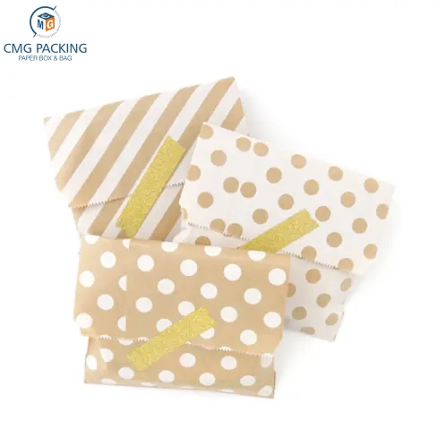 Lindas pequeñas bolsas de papel Kraft marrón bolsas de papel de regalo de dulces 18 cm x 13 cm-para regalos, joyas, jabón, juguetes mercancía