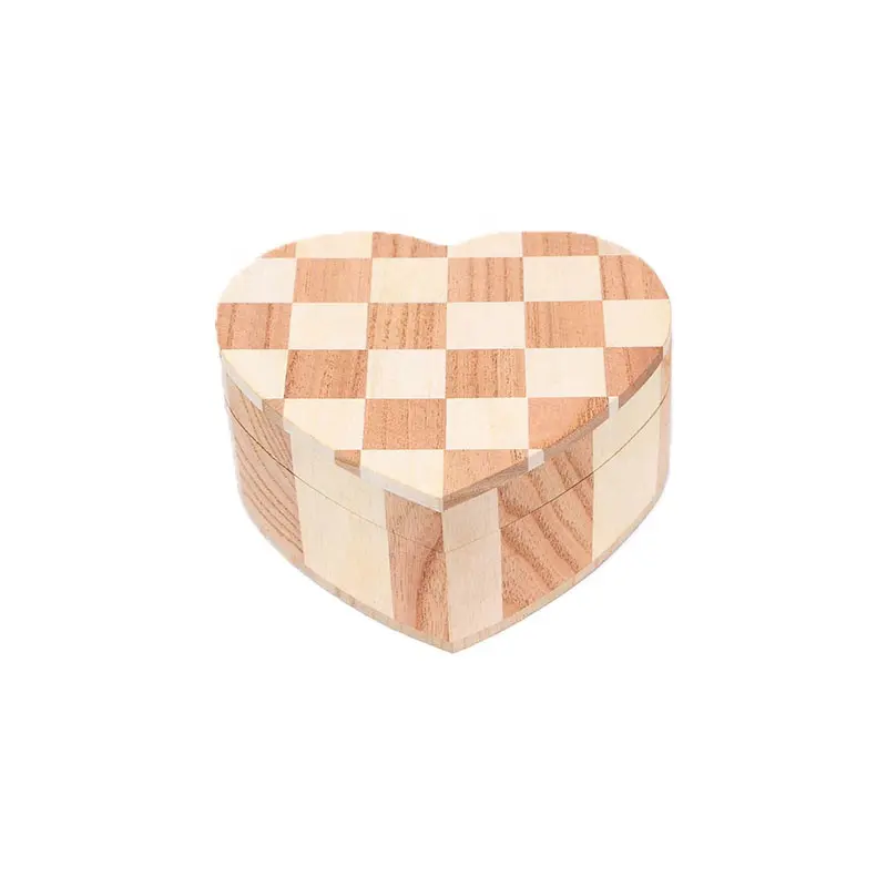 Handgemaakte houten Hart Vorm Secret Sieraden Doos Ring Box