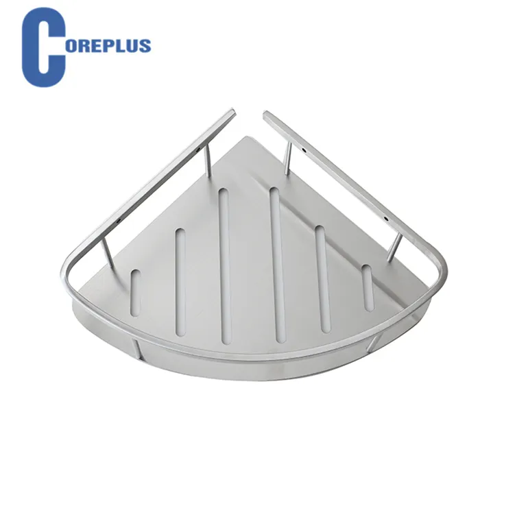 Good Quality Wholesale Stainless Steel Bathroom shower conner Storage Basket Adhesive Shower Caddy