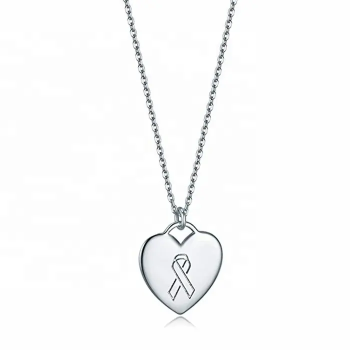 MECYLIFE regalo per la consapevolezza del cancro regalo promozionale collana con cuore da donna collana con nastro di gioielli per il cancro al seno