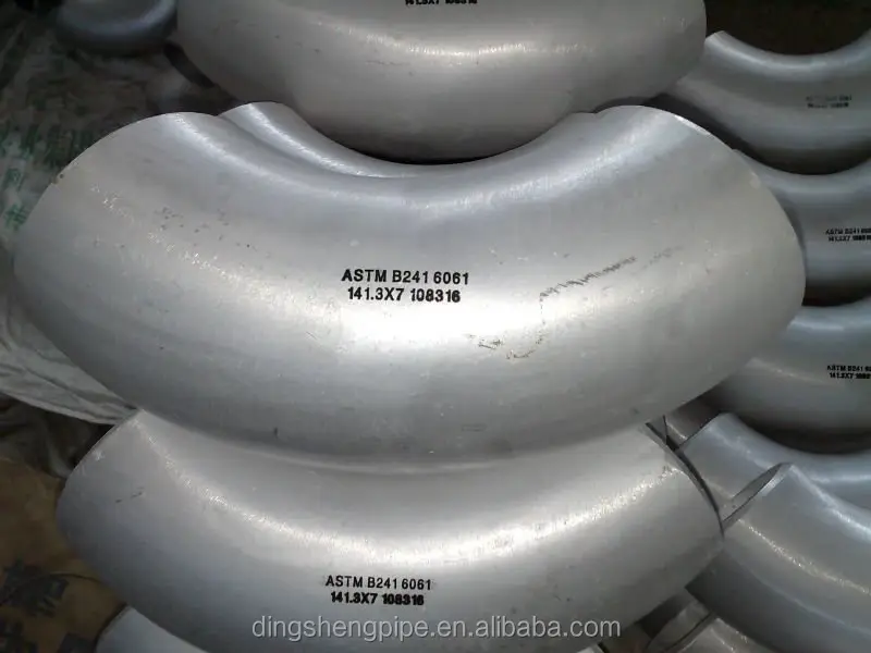 ASME B361 90 padrão grau butt tubulação soldada 6061 t6 de alumínio cotovelo