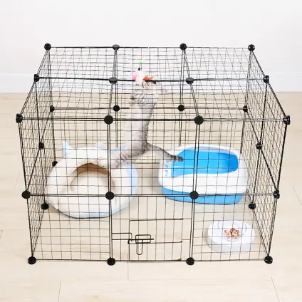Pieghevole Pet box Crate Iron Fence Puppy Kennel House Exercise Training Puppy Kitten Space Dog Gate forniture per coniglio