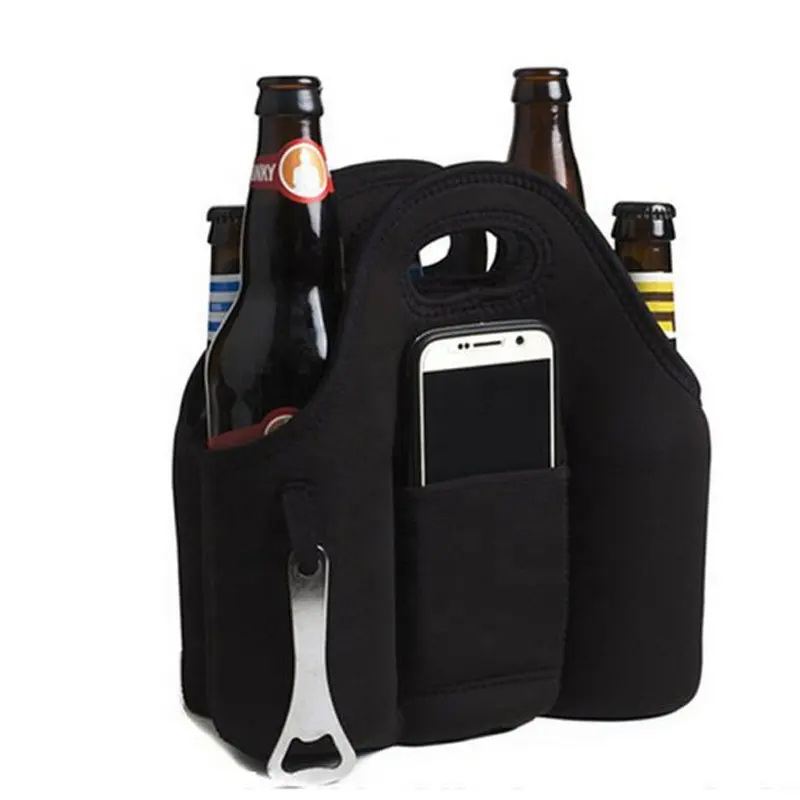portable beer can cooler bag shoulder bag freezer gel wine bottle cooler neoprene 6 pack can tube cooler bag