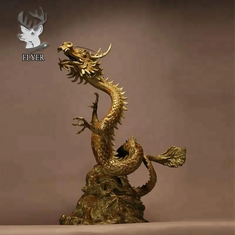 Large outdoor animal dragon sculpture modern hand metal casting large brass dragon statue