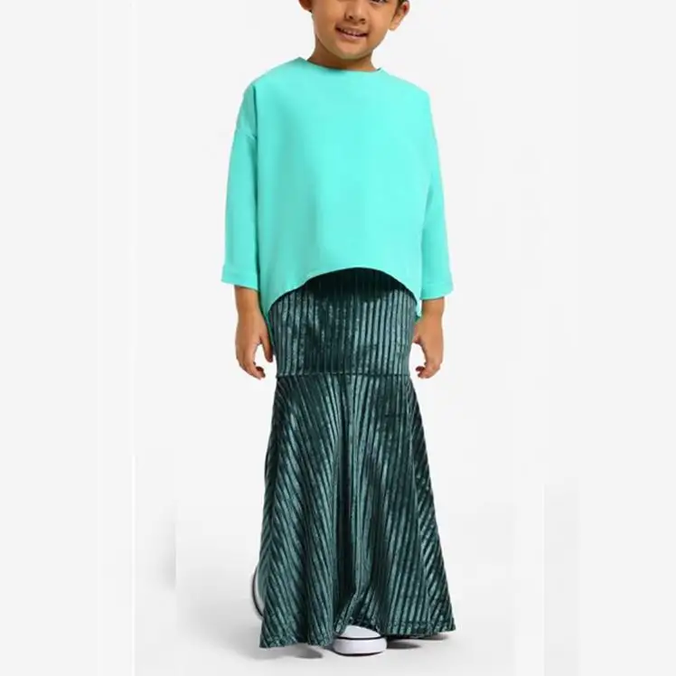 Kid Kurta Kurti Islamischen Muslim Baju Melayu Malaysia Kinder Top Hemd Thobe Kid Tragen