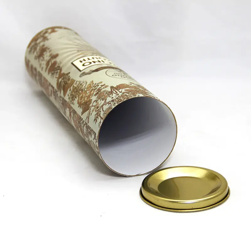 Caja de regalo de vino de tubo redondo, botella de vidrio de 200ml,500ml, tubo de papel de embalaje, caja cilíndrica impresa personalizada