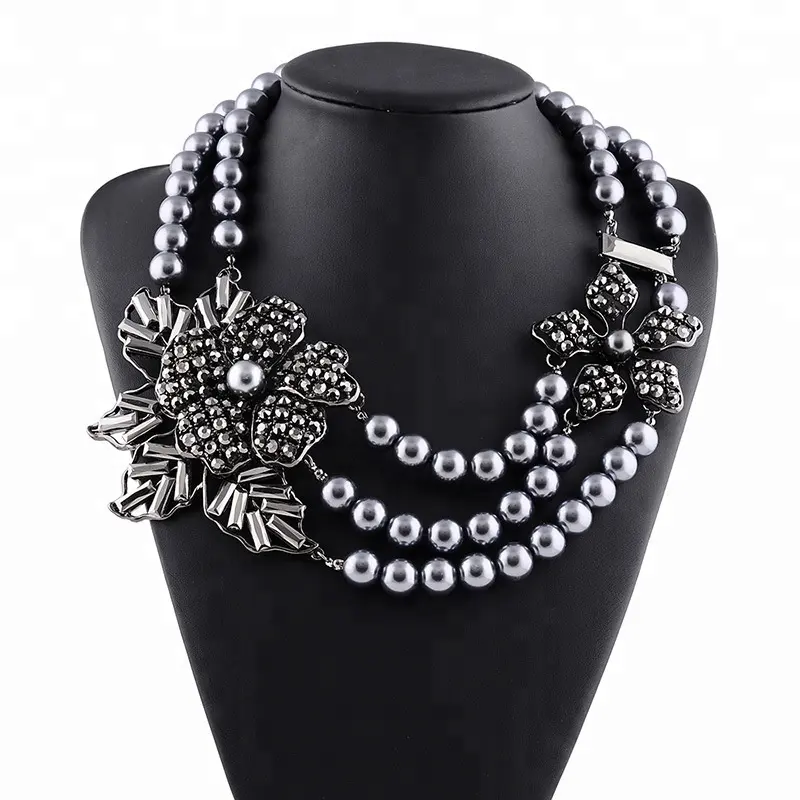 Fantasia personalizzata collana di Perline di Plastica Foglia di Metallo Della Collana Del Fiore