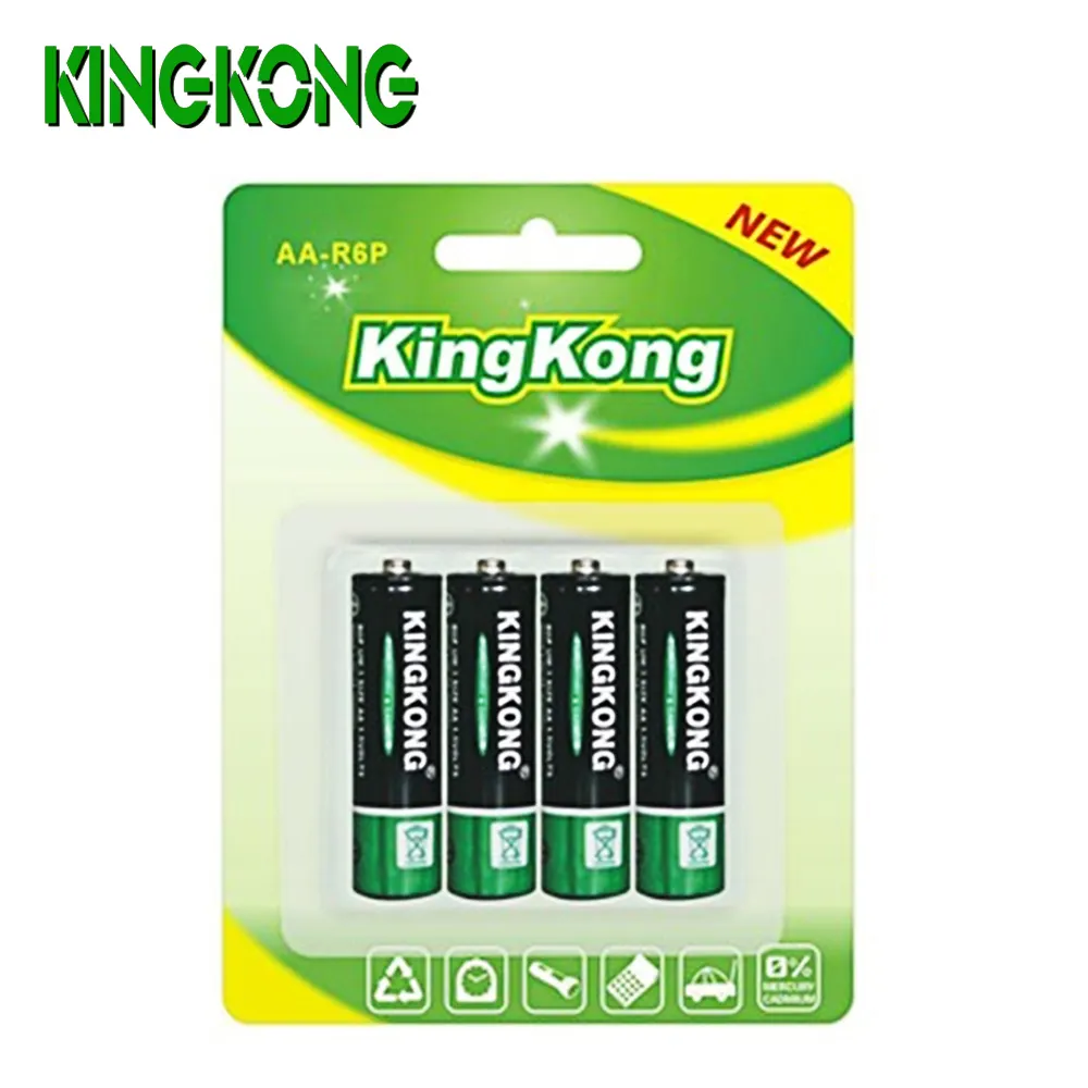 KingKong 1.5v aa pilhas secas r6 um3 tamanho da bateria do zinco do carbono