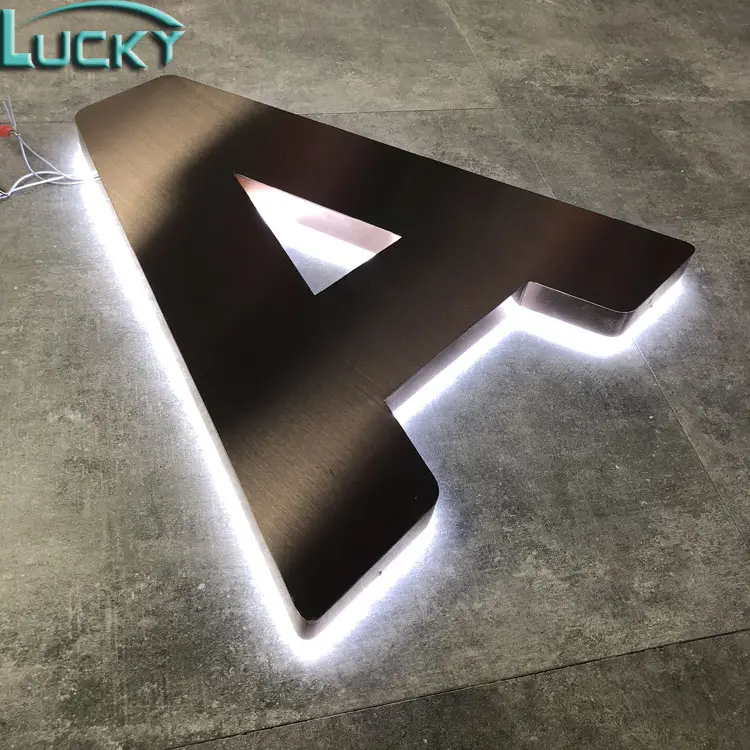 2023 nuovo segno di lettere in acciaio inossidabile retroilluminato a LED in metallo illuminato da esterno