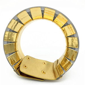 Gold Tone Okoye Snap Chunky Leather Choker Collar <strong>Gothic</strong> Punk African Egypt Style Women's Fashion Wedding Anniversary <strong>Gifts</strong> - Product Image 6