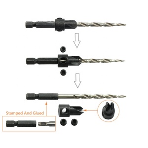 1/4 Hex Shank Havşa matkap ucu seti Sayaç Matkap Ahşap Delik Kesici Raybalama Kafa Pah Matkaplar #6 #8 #10 #12 - Product Image 2