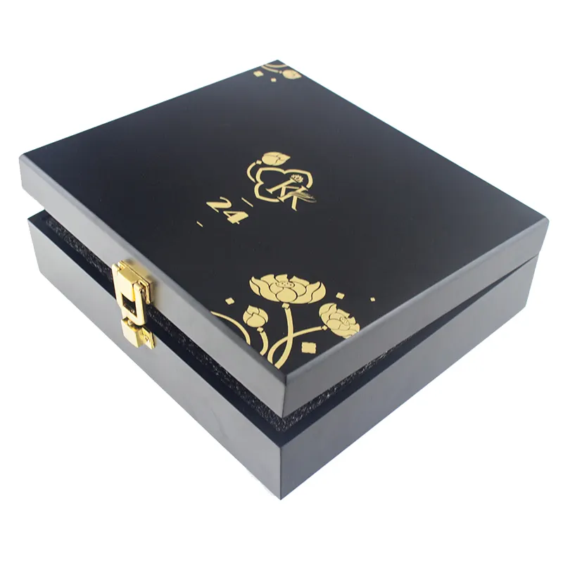 Luxo Custom Black MDF Caixa De Madeira Para Embalagem De Perfume Caixa De Presente De Alta Qualidade