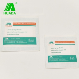 Fabrika kaynağı emici steril gazlı bez swablar x-ışını saptanabilir 5 cm x 5 cm 12 kat, hiçbir az 15 konuları, katlanmış kenarları - Product Image 4