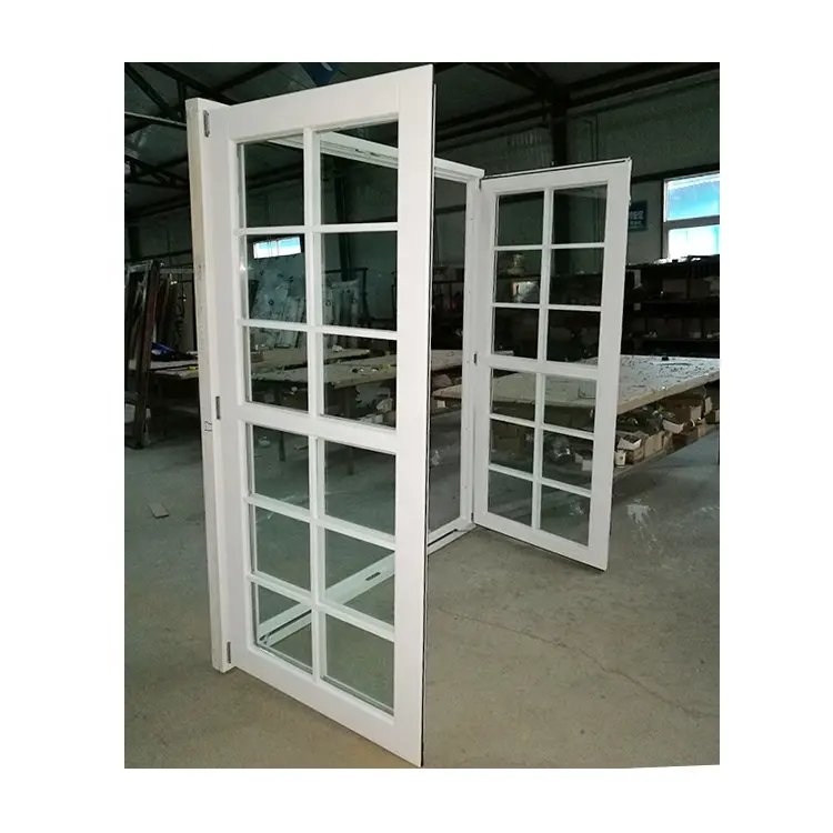 Mancha blanca de madera Ventana de madera con diseño de la parrilla de huracanes de aluminio prueba resistente al impacto de Windows