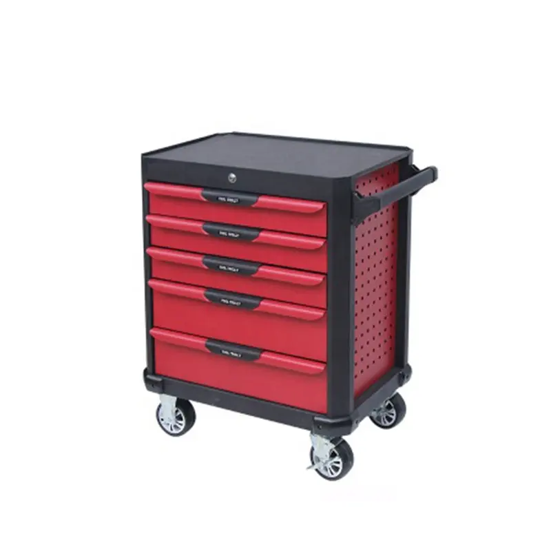 Armoire de rangement à 5 tiroirs en fer rouge, coffre à outils Mobile