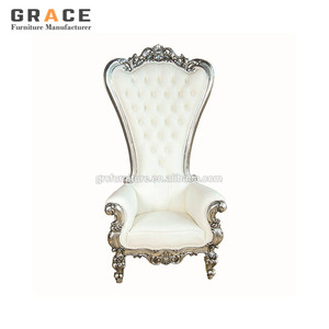 Hot Sale <strong>Red</strong> and Gold king and Queen High Back Throne Chair for Wedding - Product Image 4