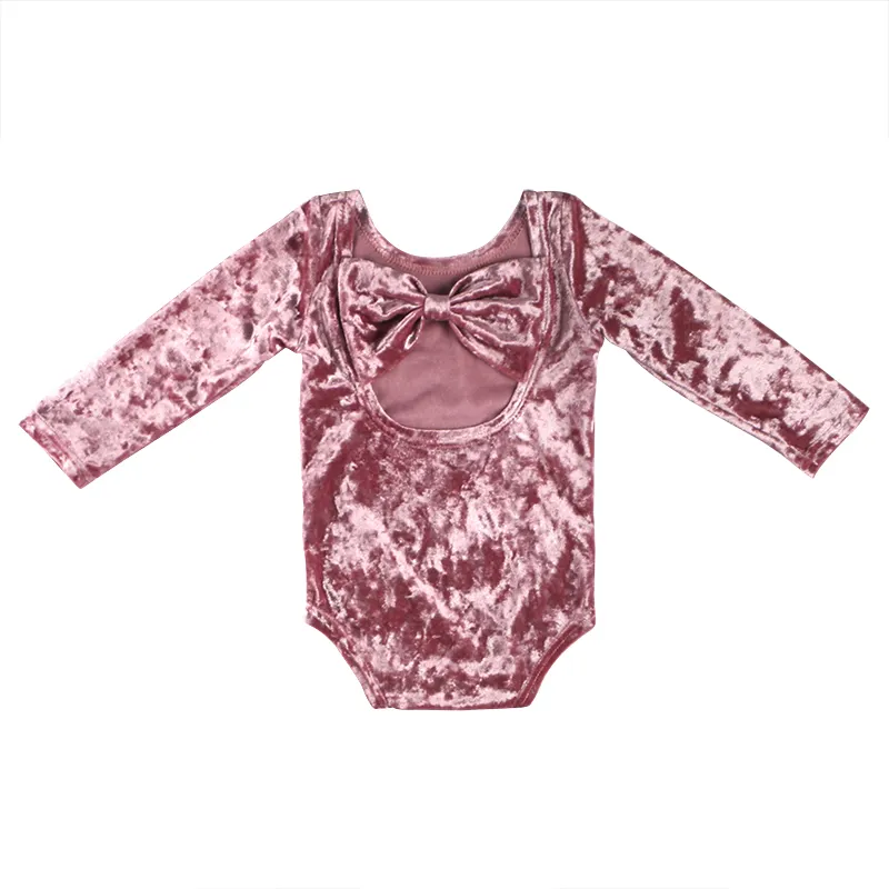 2021 clothing newborn gown lovely Bow Rose gold drill baby girl velvet romper