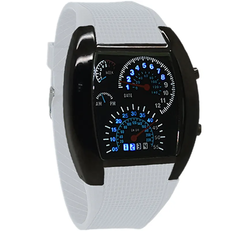 Relojes de alta calidad con Led azul para hombre y mujer, relojes de velocidad máxima de aviación, de moda