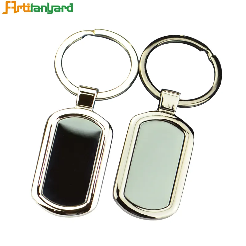 Hình Dạng Tròn Từ Key Ring Chủ Thép Có Thể Tháo Rời Cao Cấp Tùy Chỉnh 2D Thiết Kế Trống Kim Loại Tấm Hình Chữ Nhật Key Ring