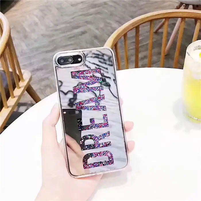 Liquid Cover Mirror Electropalting English Letter Dream Phone CaseためiPhone 7/7プラス
