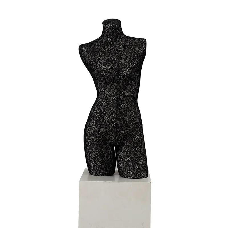 Siyah dekoratif desen başsız gövde giyim kıvrımlı seksi gerçekçi kadın kadın manken yarım vücut için satış