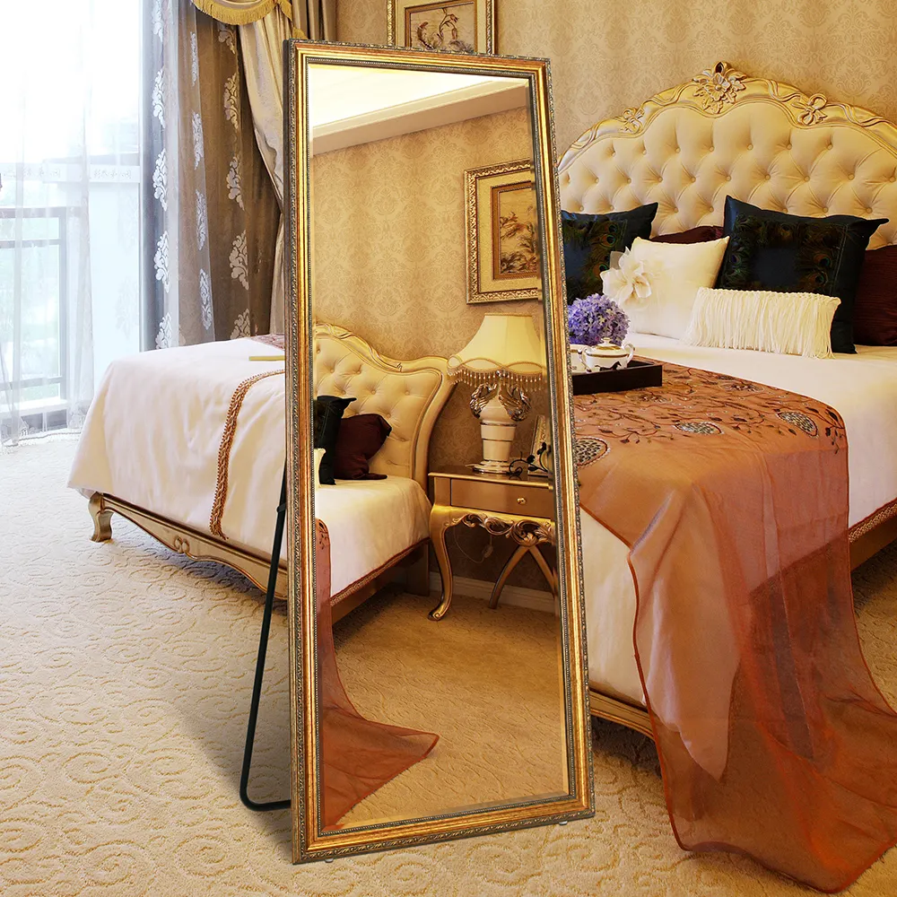 Cermin Rias Gaya Antik Eropa, Persegi Panjang Penuh Dinding Cermin Lantai Berdiri untuk Dekorasi Rumah