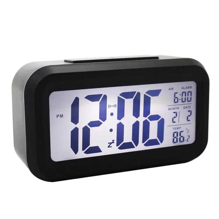 Relógio despertador inteligente luz noturna led grande, calendário lcd digital, soneca