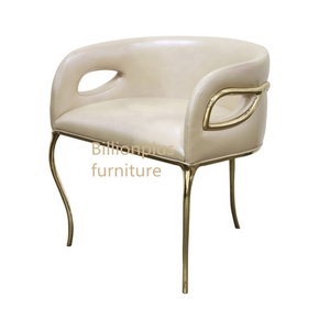 Chandra thiết kế hiện đại ăn uống ghế với đánh bóng vàng brass kết thúc Stylish giọng thép PC kim loại cho Home Bar cho khách sạn biệt thự - Product Image 2