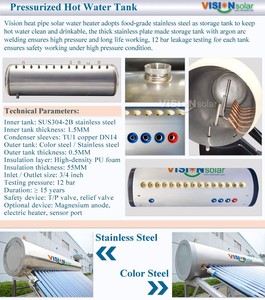 Cắm trực tiếp dễ vận hành máy nước nóng năng lượng mặt trời ngoài trời áp lực ống Nhiệt Thủy Tinh điện Ống thu hộ gia đình - Product Image 4