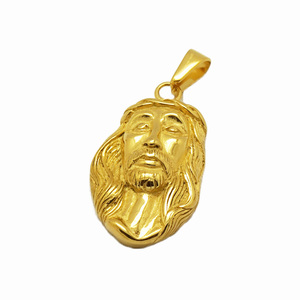 Bán Buôn 18K Vàng Vàng Mặt Thành Phẩm Của <span class=keywords><strong>Christ</strong></span> Thép Không Gỉ Người Đàn Ông Trang Sức Jesus Head Pendant - Product Image 5