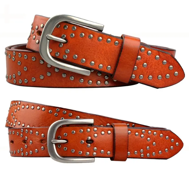 Vente en gros 3.3cm 1.3 "largeur ceinture style punk boucle ardillon en alliage de zinc clous en métal goujons rivets ceinture punk, ceintures de mode dames personnalisées