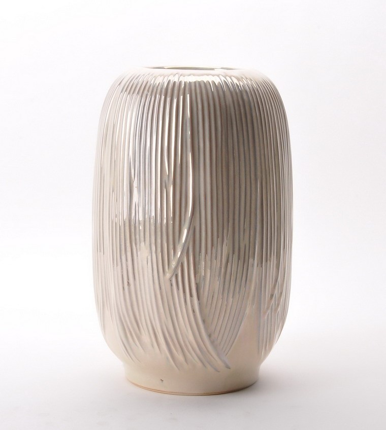 French popular  pearl color decorative indoor ceramic large floor flower vase