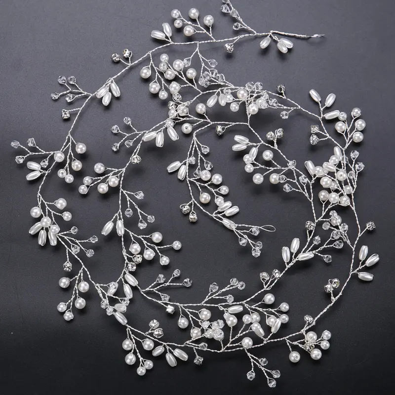 Thời Trang Lê Bạc Màu Bridal Tóc Phụ Kiện Handmade Pha Lê Tóc Trang Sức Phụ Kiện Đám Cưới Headband Phụ Nữ Mũ Sắt