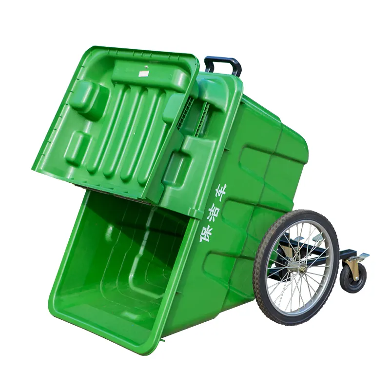 في الهواء الطلق الشارع البلاستيك 400L حاوية القمامة الغبار حاويات مع أربع عجلات