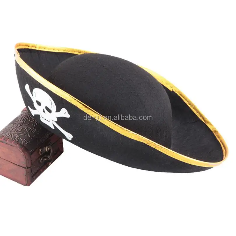 Cappello da pirata del capitano nero di stampa su misura di vendita calda all'ingrosso