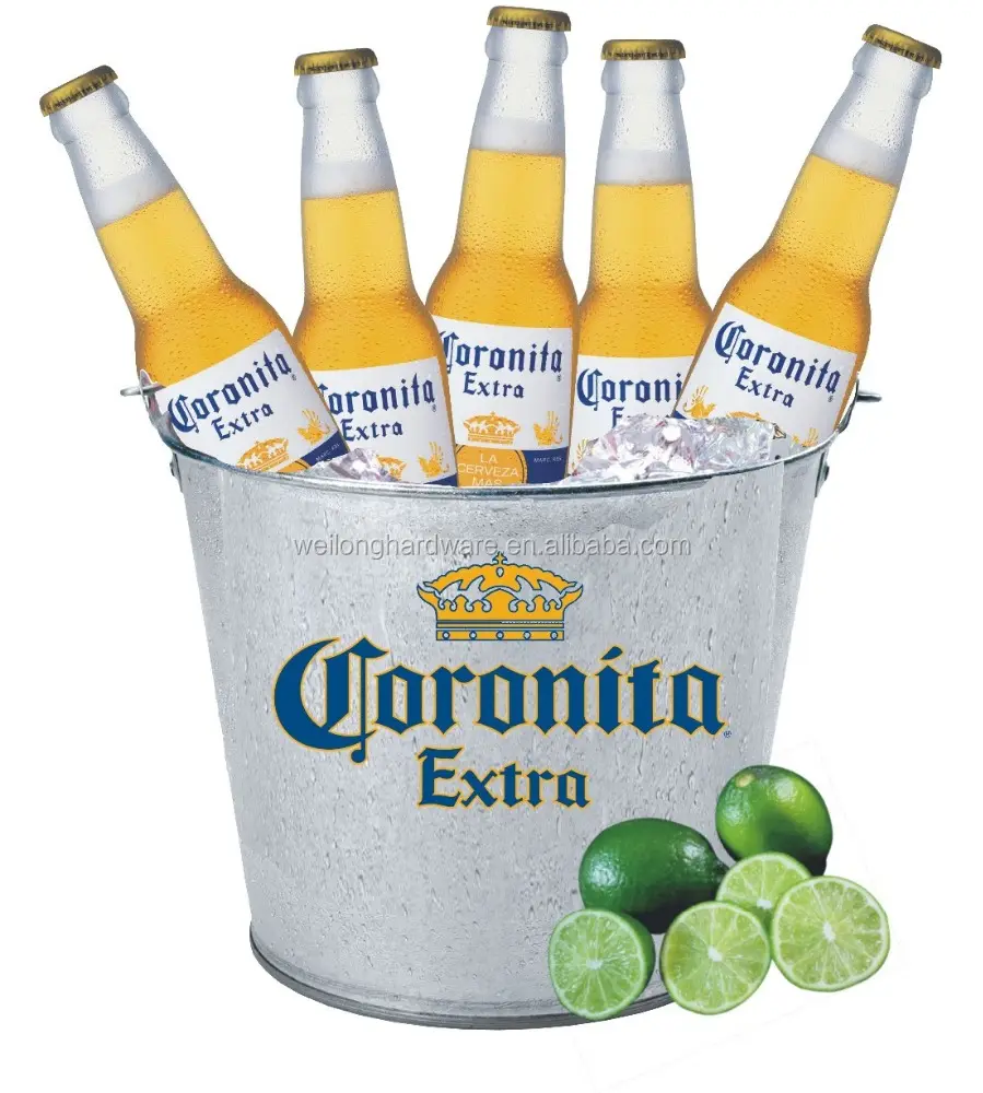 Food grade de metal balde de gelo da cerveja corona/coolers com logotipo em relevo