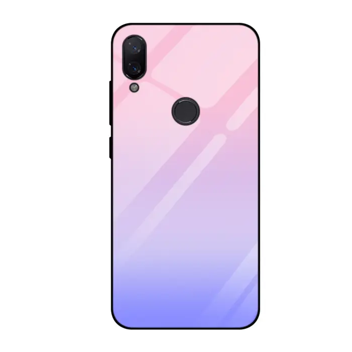 Capa de telefone macia de tpu, tampa com vidro traseiro gradiente de luxo para xiaomi mi play