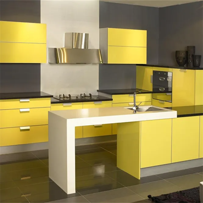 2023 yeni tasarım sarı lake mutfak dolabı Modern modüler mutfak dolapları ve ev apartman mobilya