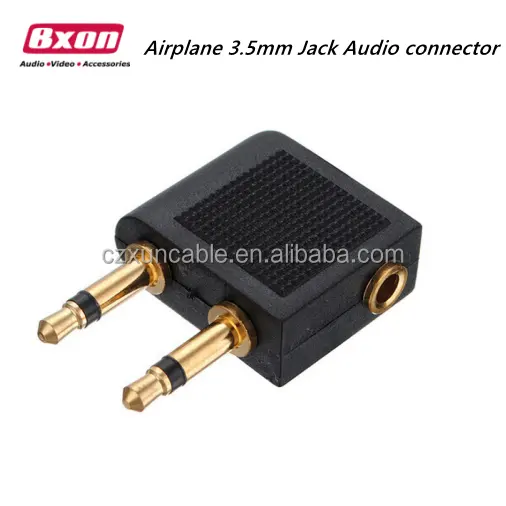 Bxon Gold Plated Airplane Auriculares Conector de audio Jack de 3,5mm