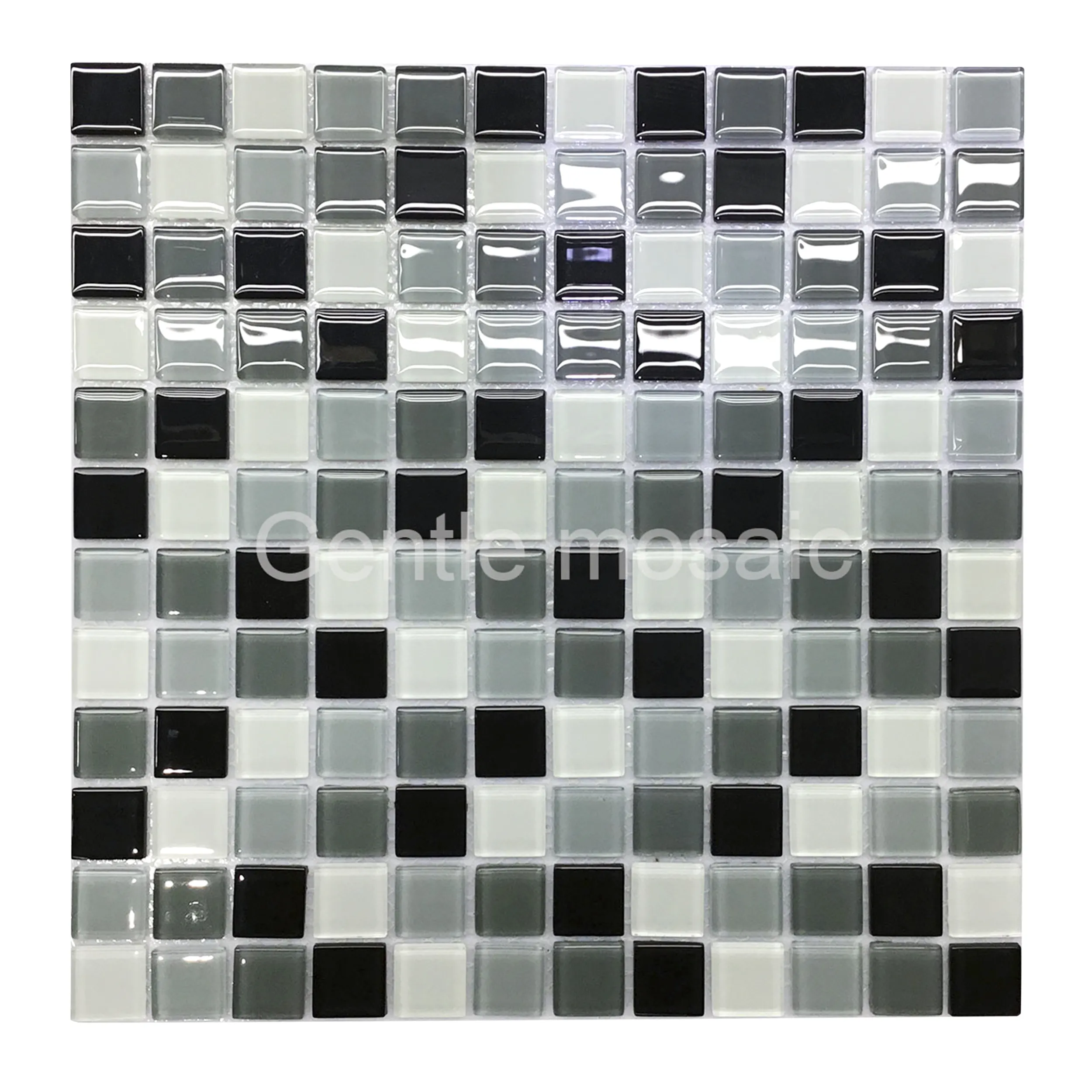 Di alta qualità decorazione della parete di piastrelle del bagno backsplash piastrelle di mosaico di vetro 4 mm quadrato bianco e nero popolare a buon mercato