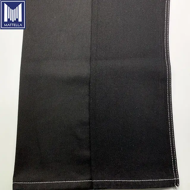 cheap wholesale stock price black warp black weft waxed 75% cotton 25% polyester blend denim fabric