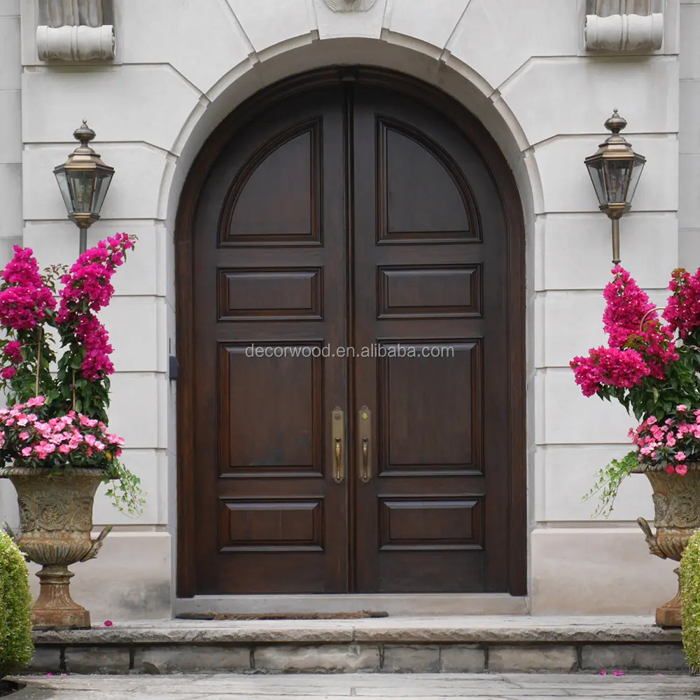 Porta d'ingresso in legno massello di alta qualità con ingresso superiore, design francese, ingresso esterno, porte in legno di noce