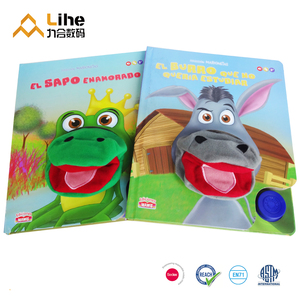 ที่น่ารื่นรมย์1ปุ่มเด็กกดปุ่มหนังสือเสียงที่มีหุ่นมือหุ่นหนังสือที่มีโมดูลเสียง