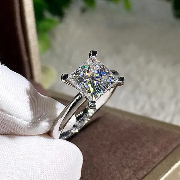 Prenses söz yüzüğü 925 ayar gümüş zirkon cz nişan düğün Band yüzük kadınlar için gelin en iyi takı
