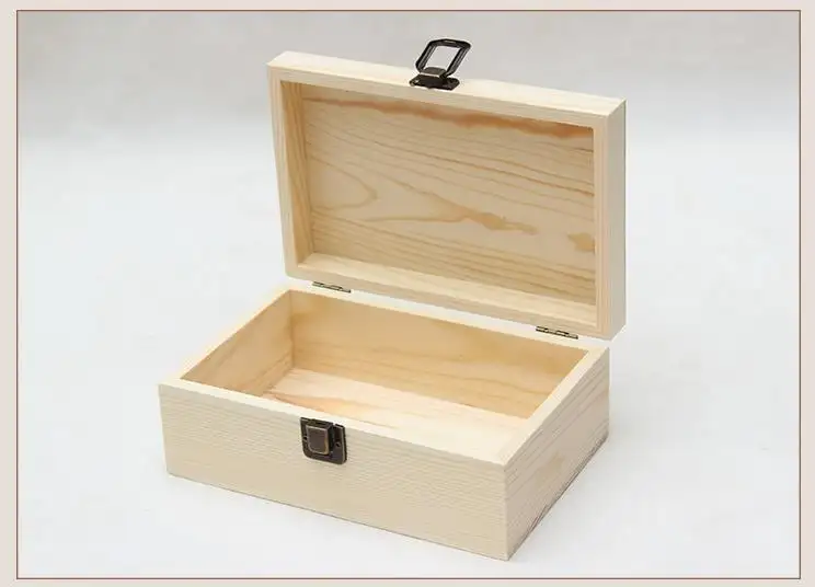 Boîte en bois inachevé de couleur naturelle, pour le rangement, livraison gratuite