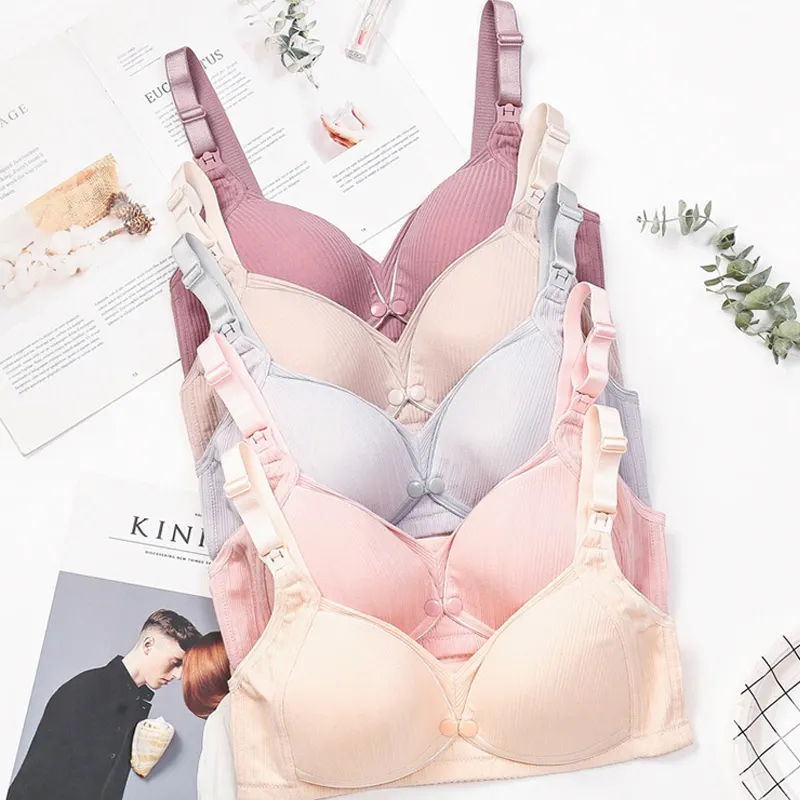 Cotton Nursing Bra with breastfeeding front buckle maternity bra pregnant woman bra