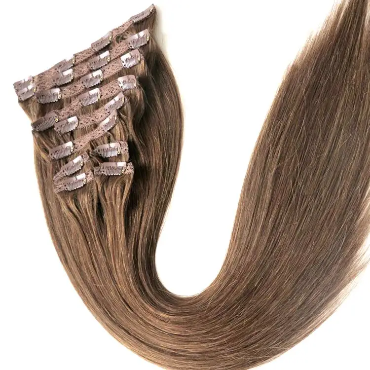 Wholesale 22Inch 120G Clip In 100% Human Hair Extensions Virgin Brazilian Human Hair