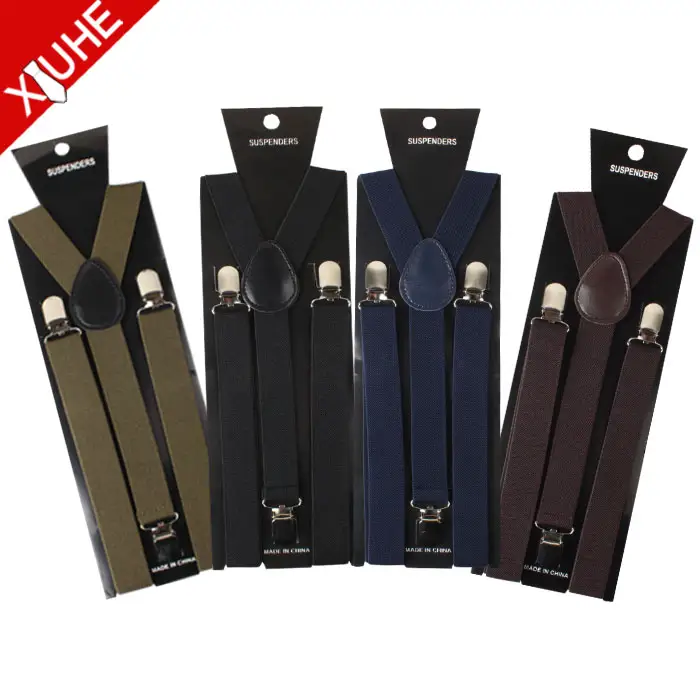 Zhejiang-tirantes elásticos de 3 Clips para hombre, color negro, amarillo, liso, barato, venta al por mayor